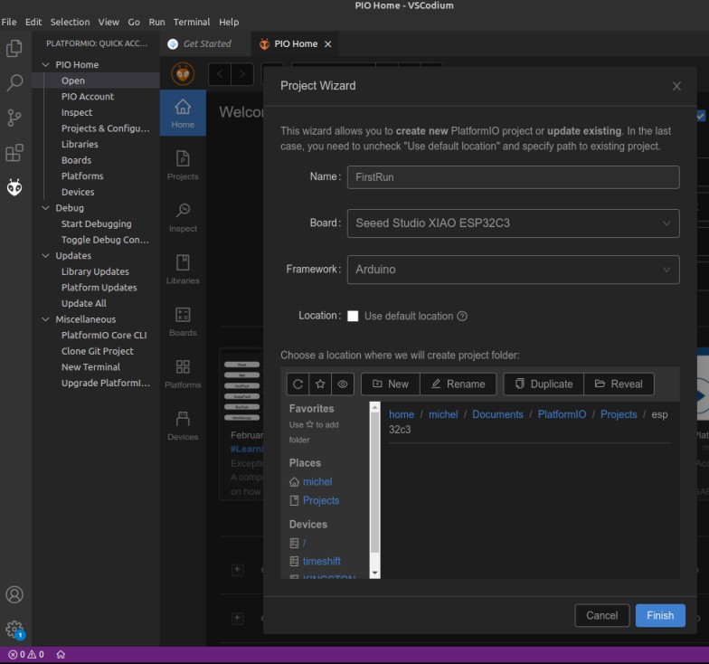 FirstRun project in PIO