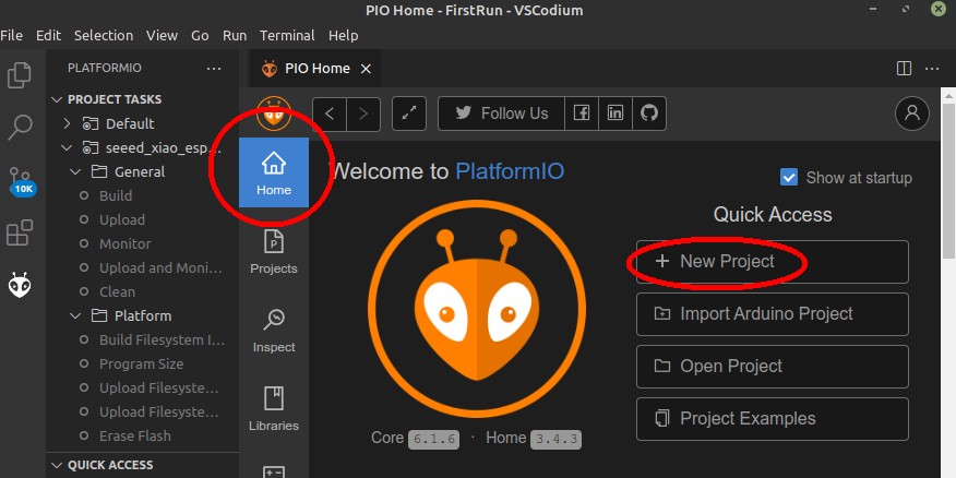 Create New PIO Project