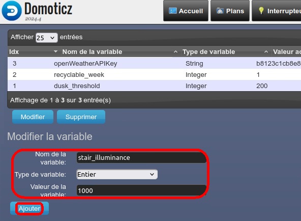 Adding a user variable