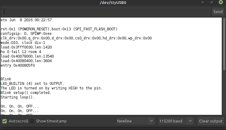 Blinks' output in Arduino IDE's serial monitor
