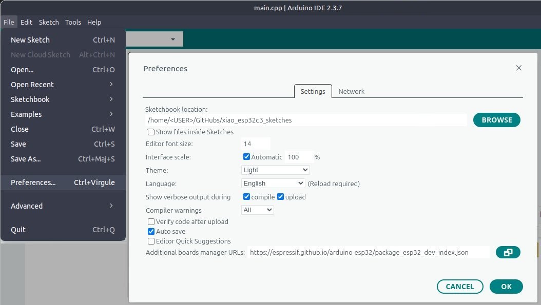 Arduino IDE Preferences