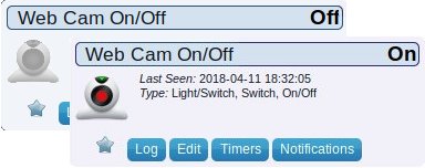 Présentation de l'interrupteur virtuel pour la webcam dans Domoticz